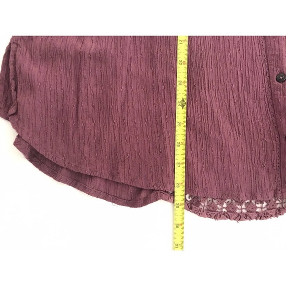 Free People | The Best Blouse Button Front Size M Purple Crochet Oversized - Picture 8 of 10
